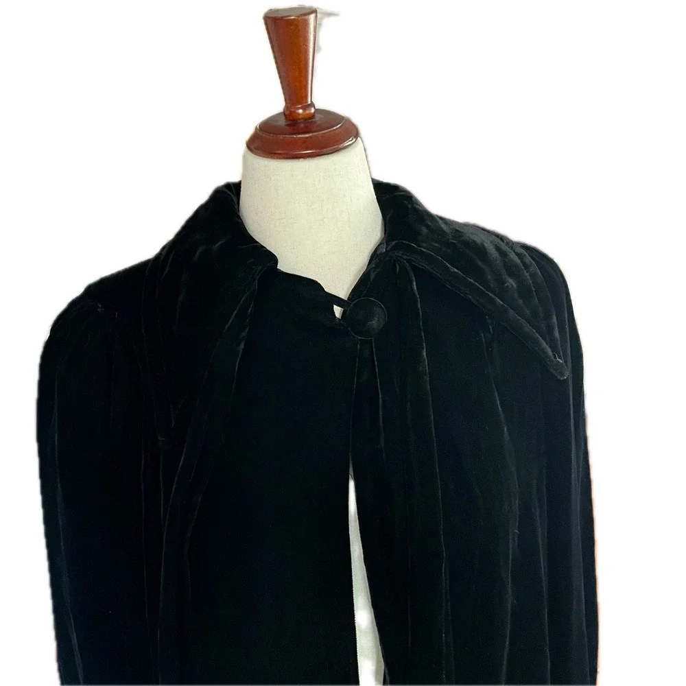 Vintage Velvet Cape Long Cloak Whimsygoth Gothic Halloween Cosplay Black 51 In